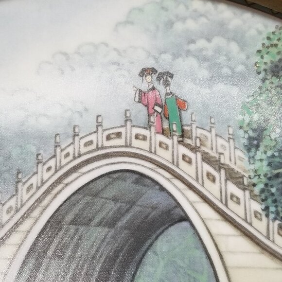 Chinese Imperial Jingdezhen Porcelain Plate-Jade Belt Bridge Red Mansion Series - Picture 4 of 9